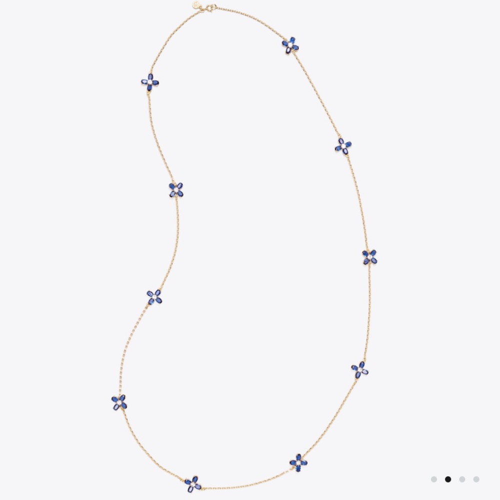 Nwot Tory Burch blue crystal long necklace